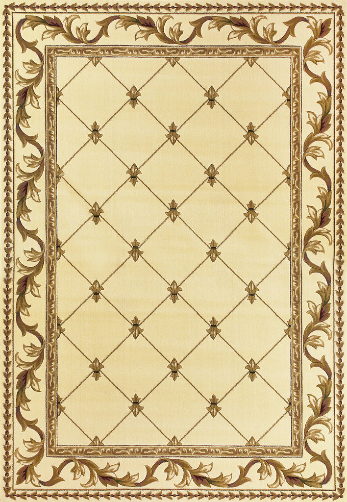 KAS Corinthian 5318 Ivory Fleur-De-Lis Machine Woven Area Rug