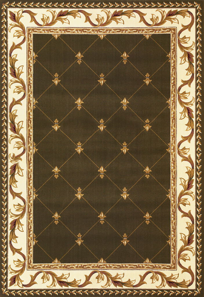 KAS Corinthian 5323 Green Fleur-De-Lis Machine Woven Area Rug