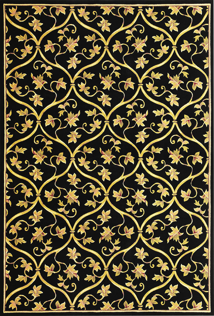 KAS Corinthian 5334 Black Vine Brocade Area Rug main image