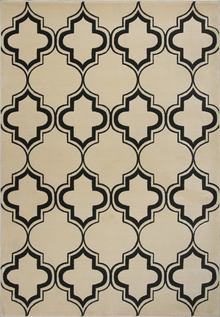 KAS Corinthian 5370 Ivory/Black Arabesque Machine Woven Area Rug