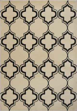 KAS Corinthian 5370 Ivory/Black Arabesque Machine Woven Area Rug