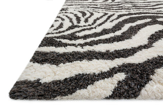 Loloi Kiara Shag KR-01 Ivory / Charcoal Area Rug Corner