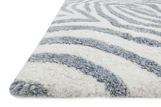 Loloi Kiara Shag KR-02 Ivory / Grey Area Rug Corner