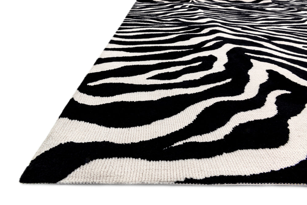 Loloi Cassidy HCD03 Ivory / Black Area Rug Corner Feature