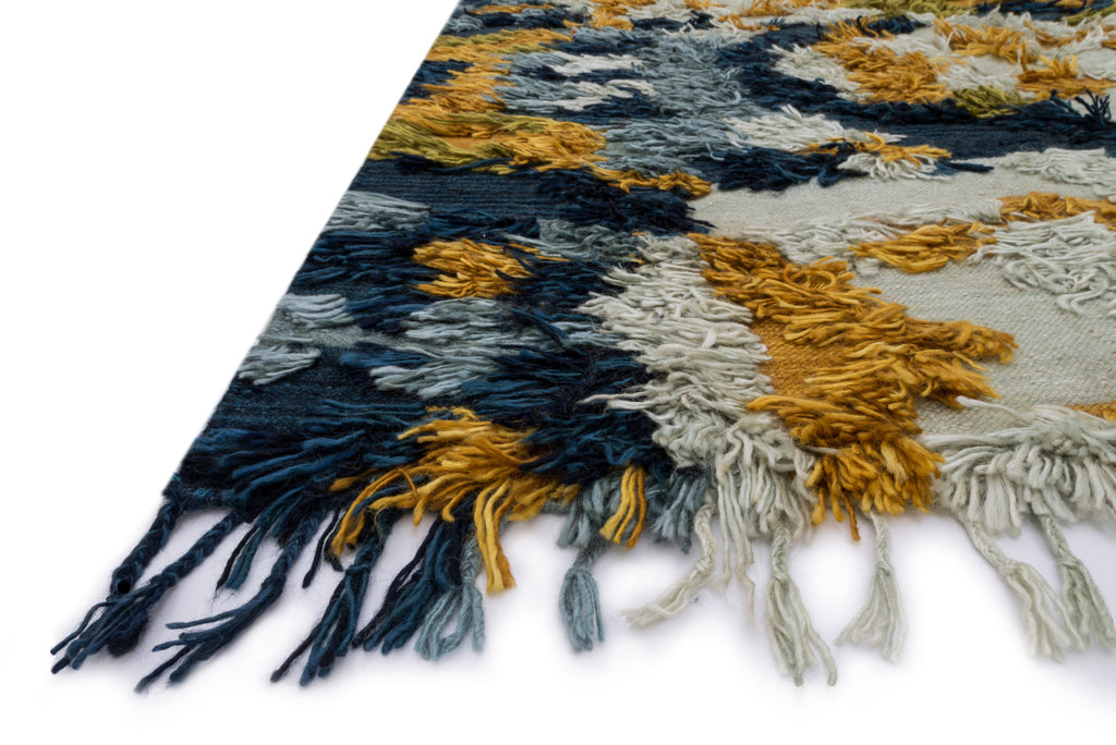 Loloi Fable FD-04 Marine / Gold Area Rug by Justina Blakeney Corner Feature