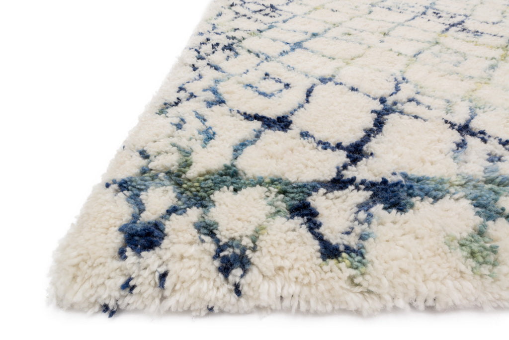 Loloi Folklore FW-01 Ivory / Ocean Area Rug by Justina Blakeney Corner Feature
