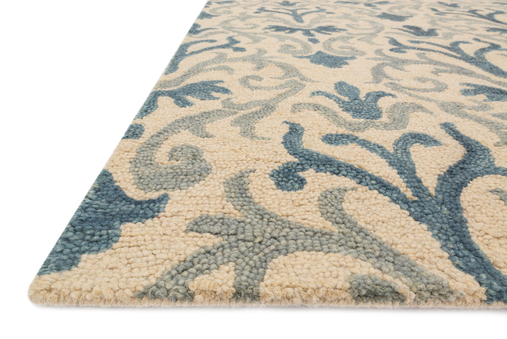 Loloi Taylor HTY01 Ivory / Light Blue Area Rug Corner Feature