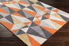 Surya Cosmopolitan COS-9304 Bright Orange Charcoal Taupe Beige Mustard Area Rug Corner Image