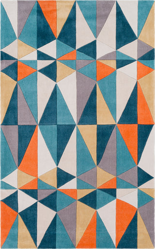 Surya Cosmopolitan COS-9305 Teal Taupe Cream Khaki Bright Orange Mustard Area Rug main image