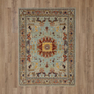 Karastan Pandora Covetous Blue Area Rug On Wood 