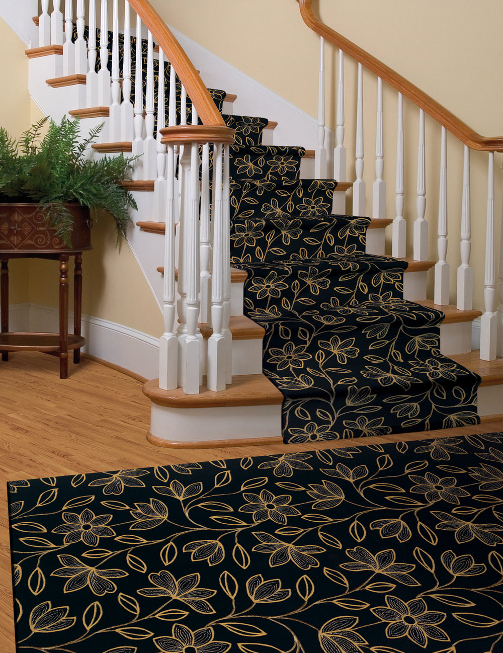 Momeni Capri CR-04 Black Area Rug Roomshot Feature