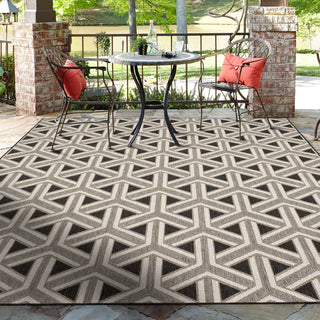 Karastan Drew and Jonathan Outdoor Cranleigh Taupe Area Rug Lifestyle Image