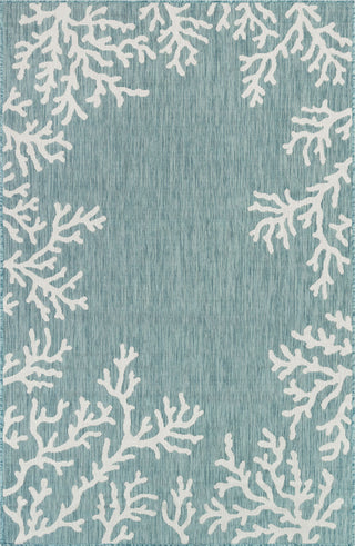 Trans Ocean Carmel 8448/04 Coral Border Blue Area Rug by Liora Manne