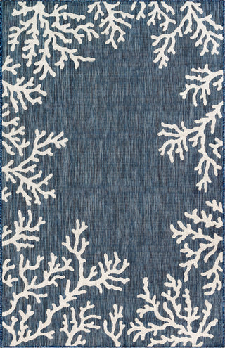 Trans Ocean Carmel 8448/33 Coral Border Blue Area Rug by Liora Manne