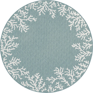 Trans Ocean Carmel 8448/04 Coral Border Blue Area Rug by Liora Manne