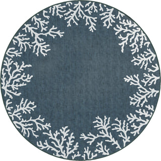 Trans Ocean Carmel 8448/33 Coral Border Blue Area Rug by Liora Manne