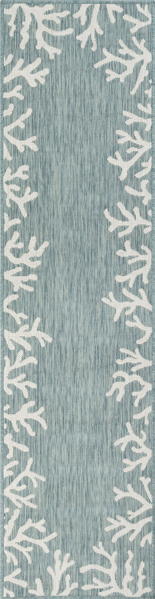 Trans Ocean Carmel 8448/04 Coral Border Blue Area Rug by Liora Manne