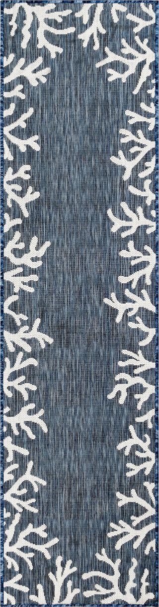 Trans Ocean Carmel 8448/33 Coral Border Blue Area Rug by Liora Manne