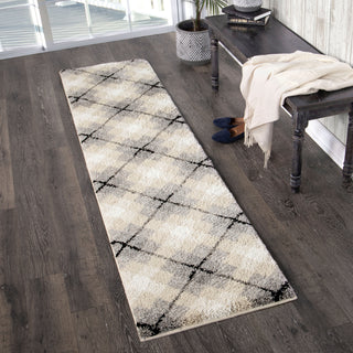 Orian Rugs Super Shag Criss Cross Plaid Ivory Area Rug Lifestyle Image