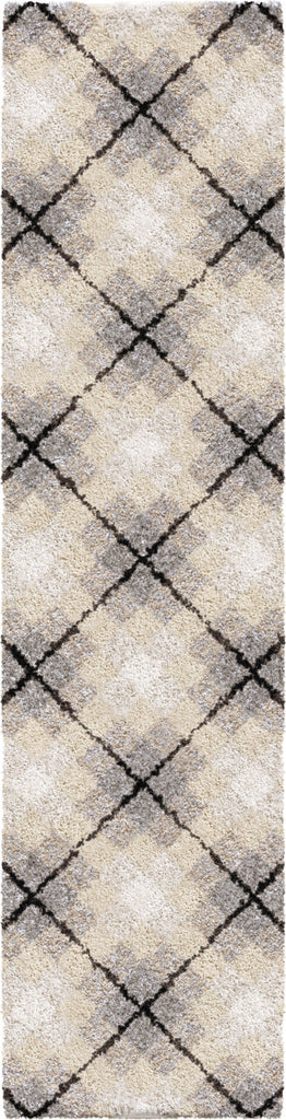 Orian Rugs Super Shag Criss Cross Plaid Ivory Area Rug main image