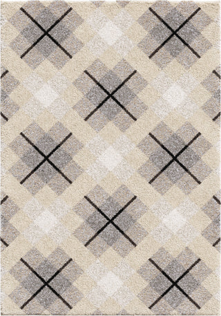 Orian Rugs Super Shag Criss Cross Plaid Ivory Area Rug Main Image