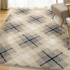 Orian Rugs Super Shag Criss Cross Plaid Ivory Area Rug Lifestyle Image