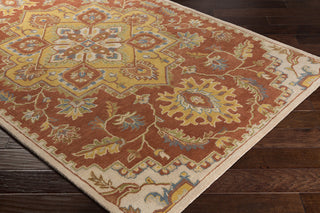 Surya Crowne CRN-6032 Clay Mustard Olive Taupe Navy Medium Gray Dark Brown Camel Area Rug Corner Image