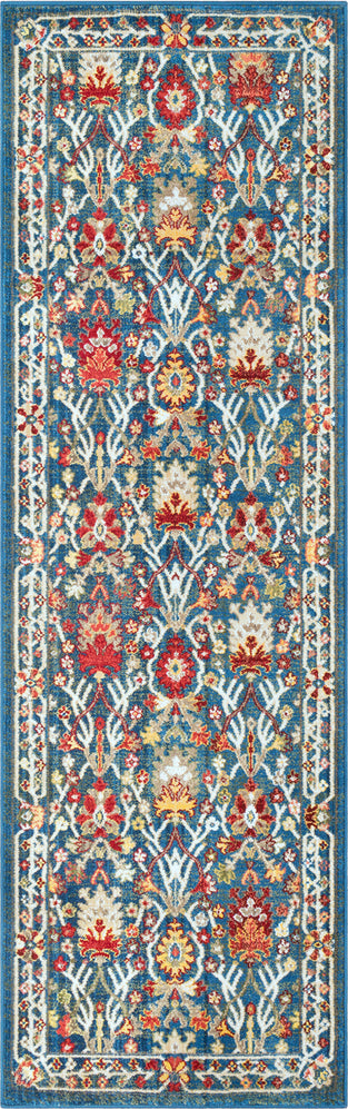 Surya Crafty CRT-2308 Navy Khaki White Burnt Orange Dark Red Olive Bright Yellow Saffron Brown Area Rug Runner Image