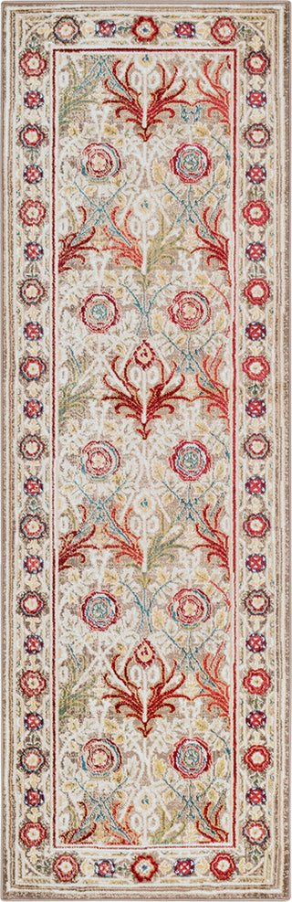 Surya Crafty CRT-2315 Dark Brown White Khaki Burnt Orange Red Olive Bright Yellow Saffron Navy Area Rug Runner Image