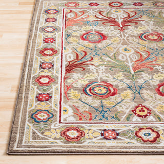 Surya Crafty CRT-2315 Dark Brown White Khaki Burnt Orange Red Olive Bright Yellow Saffron Navy Area Rug Detail Image