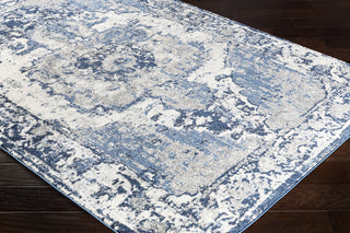 Surya Chelsea CSA-2300 Navy Dark Blue Pale Medium Gray Charcoal White Area Rug Corner Image