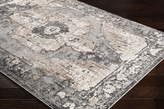 Surya Chelsea CSA-2304 Charcoal Dark Brown Camel Medium Gray White Area Rug Corner Image
