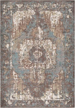 Surya Chelsea CSA-2311 Dark Brown Camel Aqua Charcoal Medium Gray White Grass Green Area Rug main image