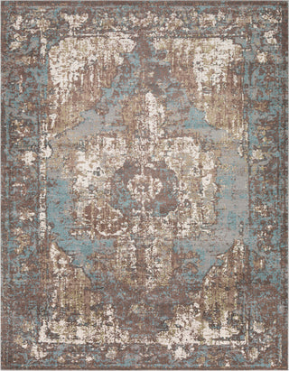 Surya Chelsea CSA-2311 Dark Brown Camel Aqua Charcoal Medium Gray White Grass Green Area Rug Main Image 8 X 10