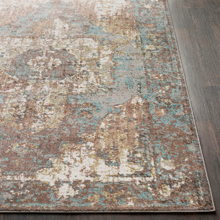 Surya Chelsea CSA-2311 Dark Brown Camel Aqua Charcoal Medium Gray White Grass Green Area Rug Detail Image