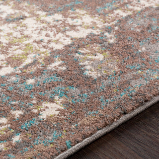 Surya Chelsea CSA-2311 Dark Brown Camel Aqua Charcoal Medium Gray White Grass Green Area Rug Texture Image