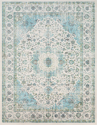 Surya Chelsea CSA-2315 Aqua Charcoal White Grass Green Area Rug Main Image 8 X 10