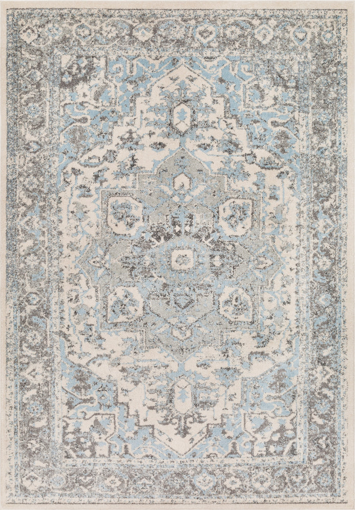 Surya Chelsea CSA-2318 Pale Blue Charcoal Medium Gray White Area Rug main image