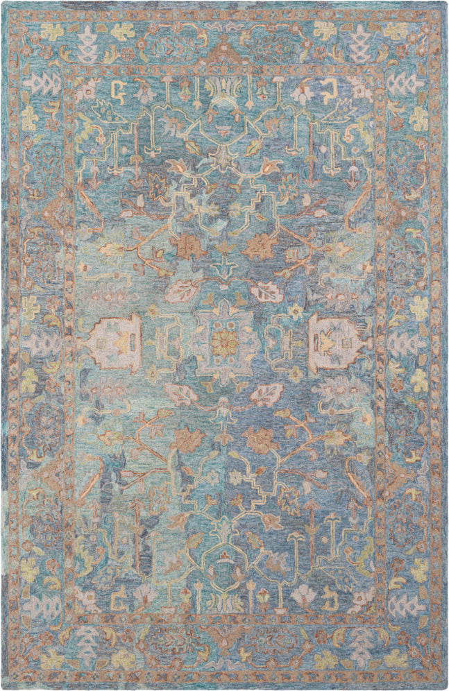 Surya Classic Nouveau CSN-1002 Aqua Taupe Grass Green Khaki Dark Brown Mauve Bright Purple Tan Camel Area Rug main image