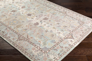 Surya Classic Nouveau CSN-1003 Khaki Cream Sage Taupe Dark Brown Camel Tan Teal Medium Gray Area Rug Corner Image