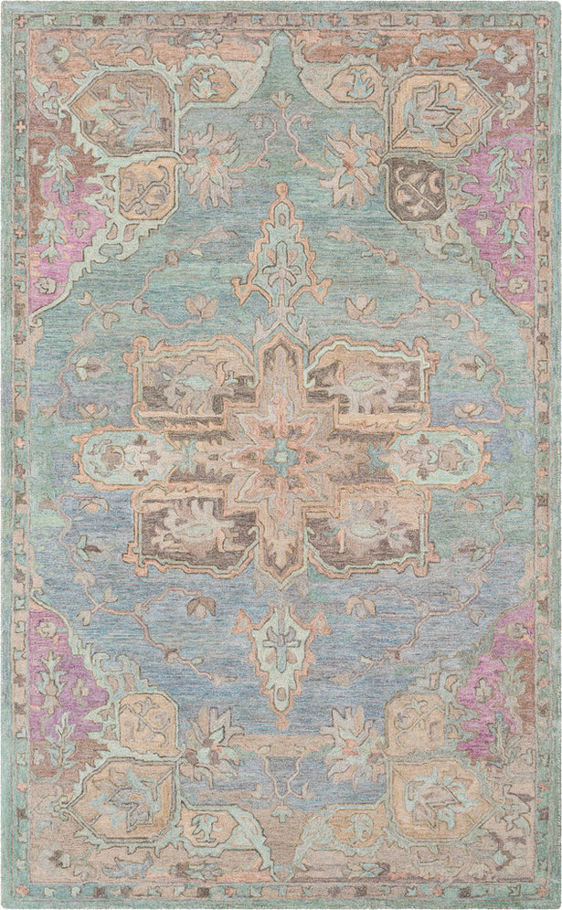 Surya Classic Nouveau CSN-1010 Aqua Taupe Grass Green Khaki Dark Brown Mauve Bright Purple Tan Camel Area Rug main image