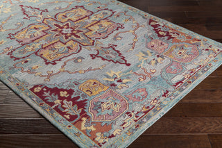 Surya Classic Nouveau CSN-1011 Emerald Cream Medium Gray Dark Red Burnt Orange Moss Bright Blush Fuchsia Charcoal Area Rug Corner Image