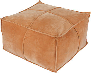 Surya Cotton Velvet CVPF-003 Orange Pouf 24 X 24 X 13 Cube