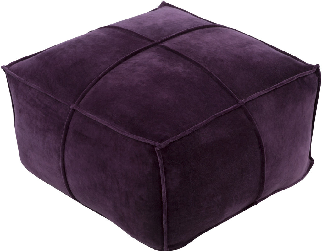 Surya Cotton Velvet CVPF-006 Purple Pouf 24 X 24 X 13 Cube