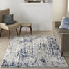 Nourison Cyrus CYR03 Ivory/Navy Area Rug Room Scene Feature