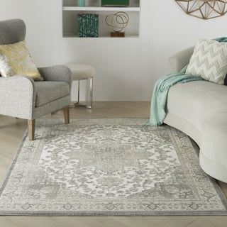 Nourison Cyrus CYR06 Ivory/Grey Area Rug Room Scene Feature