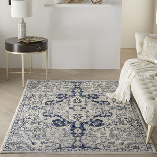 Nourison Cyrus CYR07 Ivory Blue Area Rug Room Scene Feature