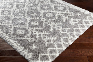 Surya Cloudy Shag CYS-3416 Taupe Cream Black Area Rug Corner Image