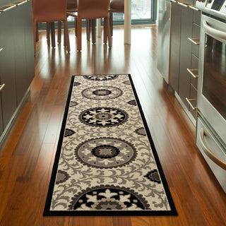 Orian Rugs Da Vinci Meridian Grey Area Rug Room Scene Runner