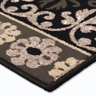 Orian Rugs Da Vinci Crochet Border Black Area Rug Corner Shot